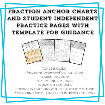 Preview of Fraction Anchor Charts and Student Practice Pages With Template for Guidance
