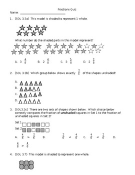 Preview of Fraction Assessment