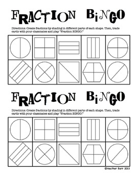 Preview of Fractions/Equal Shares BINGO 2 (customizable/fillable halves, thirds, fourths)