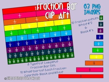 Preview of Fraction Bar Clipart Set for Personal and Commercial Use