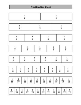 Fraction Bar Reference Sheet for Common Core Math by Mathtastic | TpT