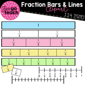 Preview of Fraction Bars and Number Lines {Clipart}
