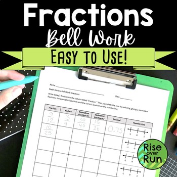 Preview of Fraction Bell Work Freebie