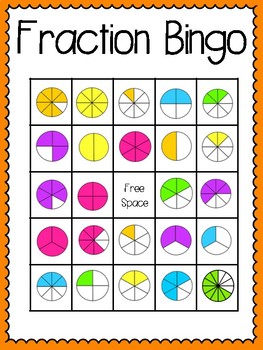 Preview of Fraction Bingo (30 completely different cards & calling cards included!)