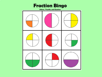 fraction bingo halves quarters and fourths by engaging education