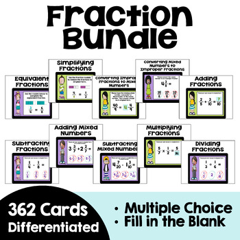 Preview of Fraction Boom Card Bundle - Self Correcting
