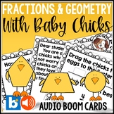 Fraction Boom Cards with Audio Easter 2D Shapes Geometry 3