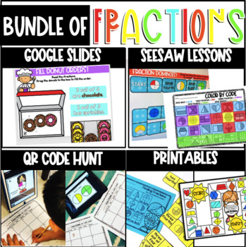 Preview of Fraction Bundle - Digital & Printable! - Google Slides - Seesaw - QR Code Hunt