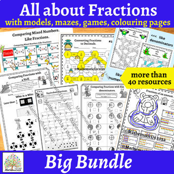 Preview of Fraction Bundle - Games Worksheets & Activities for Small Group & Independent