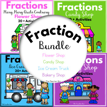 Preview of Fraction Bundle-Ice Cream, Bakery, Candy, Flower-K-2nd Grade