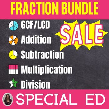 Preview of Fractions Add Subtract Multiply Divide Fractions Special Education Fractions