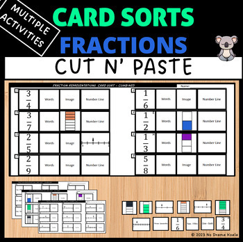 Preview of Fraction Card Sort & Match - Combined Representations - Cut & Paste