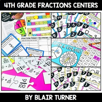 Preview of Fraction Centers Bundle: 4th Grade Math Test Prep