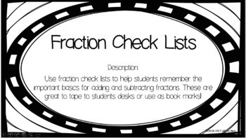 Preview of Fraction Checklist