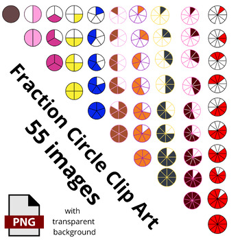 Preview of Fraction Circle Clip Art {55 images} / Math Resources / learn fractions