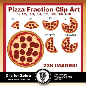 Preview of Fraction Circle Pizza Clipart - 226 Images! Commercial Use OK!