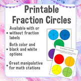 Fraction Circle Printable Manipulatives | Color or Black &