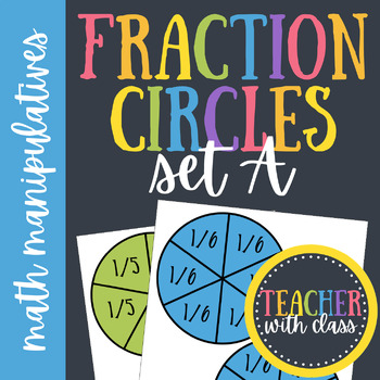 Preview of Fraction Circles Set A | Math Manipulatives | PDF | Printable