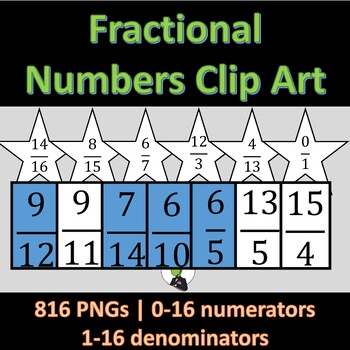 Preview of Fraction Clipart Numbers Rectangles and Stars for Commercial Use
