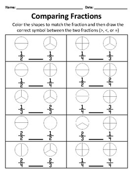 Preview of Fractions: Comparing and Coloring (Halves, Thirds, and Fourths)