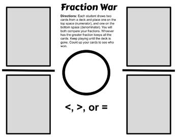 Preview of Comparing Fractions Game