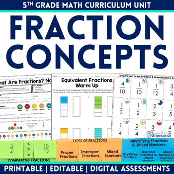 Preview of Fraction Concepts - 5th Grade Math Curriculum Unit
