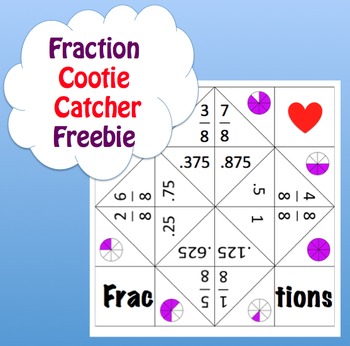 Preview of Fraction Cootie Catcher Memory Tool / Game