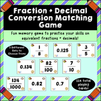 Preview of Convert & Conquer! Fractions and Decimals Conversions Memory Math Station Game!