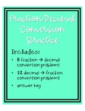 Fraction & Decimal Conversion Practice