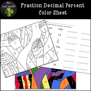 Preview of Fraction Decimal Percent Conversion Printable Coloring Sheet 