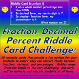 Fraction, Decimal, Percent Conversion Riddle Card Challenge Game