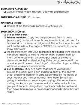 Converting Fractions, Decimals and Percents Task Cards | TPT