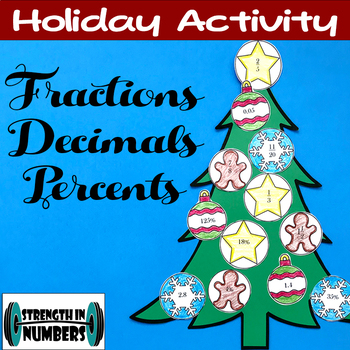 Preview of Fraction Decimal Percent Conversions Holiday Christmas Tree Activity