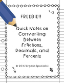 Fraction/Decimal/Percent Conversions--QUICK NOTES