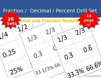 Preview of Fraction Decimal Percent Drill Sets