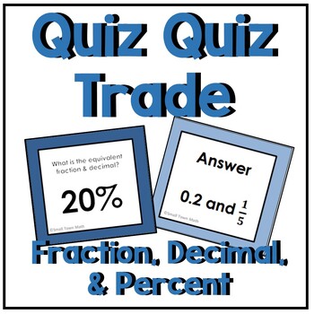 Preview of Fraction, Decimal, Percent Quiz Quiz Trade Math Activity Game | Middle School