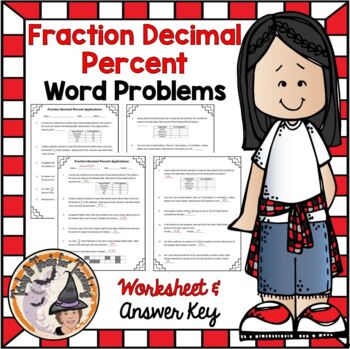 Preview of Fraction Decimal Percent Word Problems Worksheet and Answer KEY Convert FDP