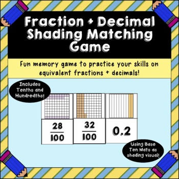 Preview of Visual Math! Fraction + Decimal Shading Models - Math Memory Matching Game