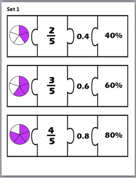 1 grade math for sets worksheets Puzzles Decimals & Fractions Percents Matching &