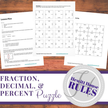 Preview of Converting Fractions, Decimals, and Percents Puzzle