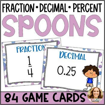 Preview of Fraction, Decimal, and Percent Spoons Game and Matching Activity