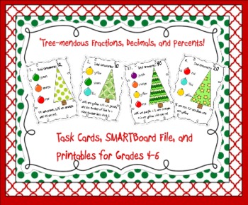 Preview of Fraction, Decimal, and Percent Task Cards and SMARTBoard File