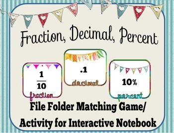 Preview of Fraction, Decimals, & Percents File Folder Game/ Interactive Notebook Activity