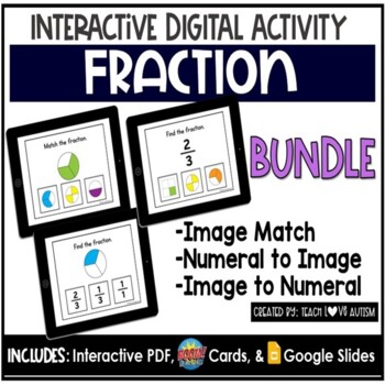 Preview of Fraction Digital Task Card Bundle | Math Boom Cards