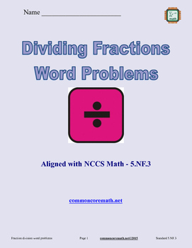 Preview of Fraction Division; Word Problems - 5.NF.3