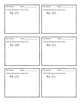 Fraction Exit Ticket Bundle 5th Grade Common Core by Belinda and Lloyd
