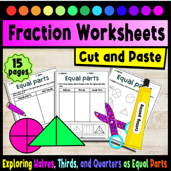 Preview of Fraction Exploring Halves, Thirds, and Quarters as Equal Parts of a Whole