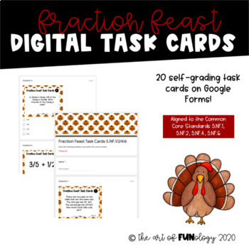 Preview of Fraction Feast DIGITAL Task Cards | DISTANCE LEARNING