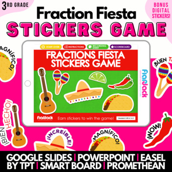 Preview of 3rd Grade Fractions Math Game | Easel Google Slides PowerPoint Smart Board