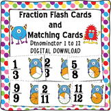 Fraction Flash Cards and Matching Cards, Denominator 1 to 
